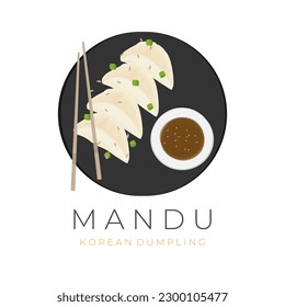 Korean Dumpling Mandu vector illustration logo with sauce