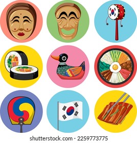 Korean element nation tradition symbol illustration