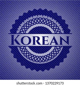 Korean emblem with denim high quality background