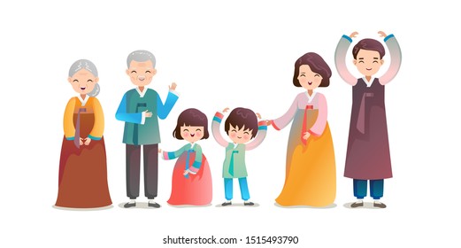 indian family with grandparents clipart