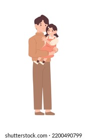 korean father and daughter isolated icon