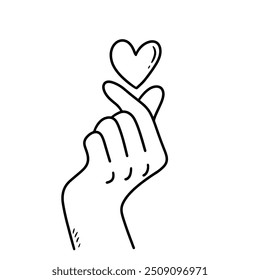 Korean finger heart, handdrawn illustration 
