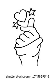 Korean Finger Heart "I Love You" Hangul Vector illustration.