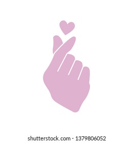 Korean Finger Heart Icon - Cute finger heart gesture icon isolated on white background and part of K-Pop icon collection