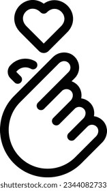 Korean Finger Heart Line Icon - Single Icon, Vector