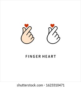 Korean Finger Heart Logo Design Vector Image Love Icon