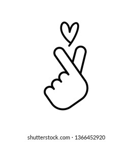 Korean finger heart, love symbol of Korea. Vector icon.