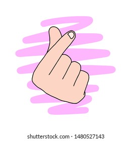 Korean Finger Heart I Love You. Vector illustration. Icon of hand making small heart. Isolated on white background