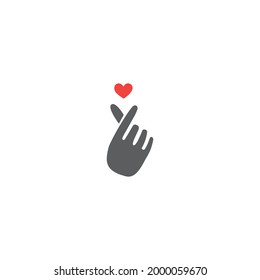 Korean Finger Heart I Love You Hangul logo Vector illustration. Korean symbol hand heart, a message of love hand gesture