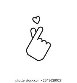 Korean Finger Heart Saranghae simple vector icon illustration