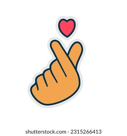 Korean Finger Heart Saranghae vector icon illustration design