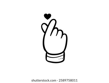 Korean Finger Heart Saranghae vector icon illustration