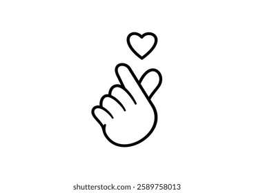 Korean Finger Heart Saranghae vector icon illustration