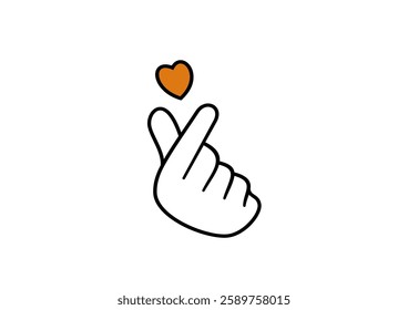 Korean Finger Heart Saranghae vector icon illustration