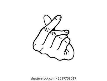 Korean Finger Heart Saranghae vector icon illustration