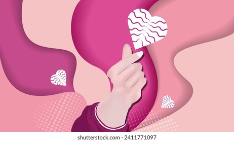 Korean finger heart Vector Illustration, with love symbols vector
