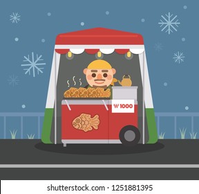 korean fish bread shop. Flat style vector EPS10