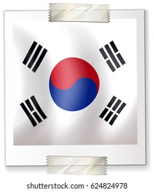 Korean flag in frame on white