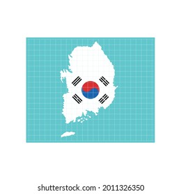 bandera coreana en el país del mapa