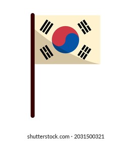 bandera coreana en icono de polo aislado