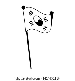 korean flag in a stick icon cartoon isolated vector illustration graphic design