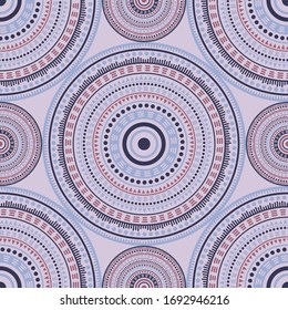 Koreanische Volksmuster nahtlos. Circle medallion mandala abstrakte Fliesen. Textile Druckvorlage. Retro-Modemuster. Blumengeometrische kreisförmige nahtlose Ornamente.
