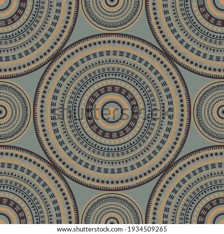 Korean folk motifs seamless pattern. Round medallion mandala geometric tiles. Fabric print template. Fashion or interior pattern. Floral geometric circular seamless ornament.