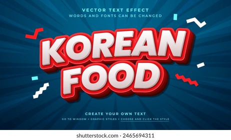 Korean Food Bold 3D Text Effect Vector Illustration, Graphic Styles