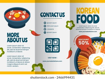 Korean Food Brochure Cartoon Hand Drawn Templates Background Illustration