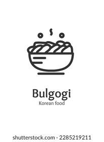 Korean Food Bulgogi Sign Black Thin Line Icon Emblem Concept. Vector illustration of Bbq Beef Dish