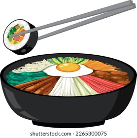 Koreanisches Ernährungskonzept mit Bibimbap-Schüssel-Illustration