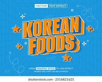 Coreano comida texto editable, efecto de fuente, texto 3D para el título