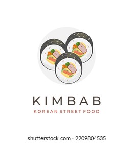 Logo de gimbap de comida coreana kimbap roll vector de ilustración