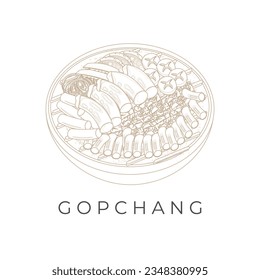 Korean Food Gopchang Line Art Illustration Logo