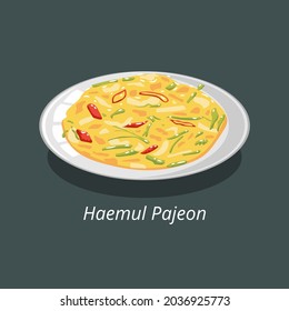 Korean food haemul pajeon. Vector illustration 