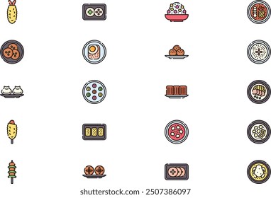 Korean Food Icons Collection ist eine Vektorgrafik mit editierbarem Strich.