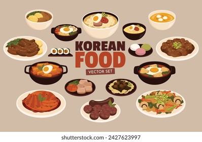 Koreanisches Essen Illustration Vektor-Set