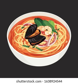 Korean food jjamppon vector illustration.
