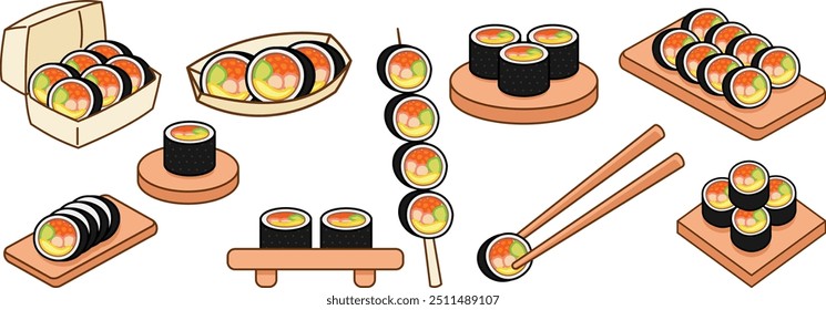 Korean Food Kimbap Vector Art