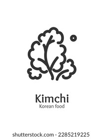 Korean Food Kimchi Sign Thin Line Icon Emblem Concept. Vector illustration of Tasty Traditional Fermented Cabbage or Radish