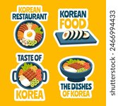Korean Food Label Flat Cartoon Hand Drawn Templates Background Illustration