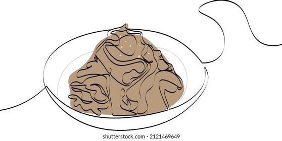 korean food line art illustration brown bulgogi line art bbq vector beef marinated in soy sauce meat hand drawing for greeting card