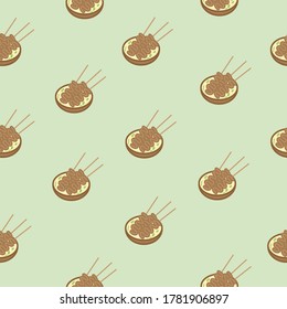 Fondo del patrón ininterrumpido de la comida coreana (odeng)