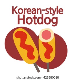 Korean food, snack Korean style Hot-dog illustration, vector image