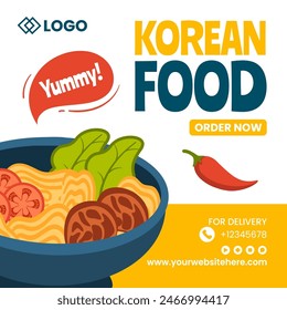 Korean Food Social Media Background Illustration Flat Cartoon Hand Drawn Templates