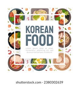 Korean Food Tasty Dish Banner Design Vector Template