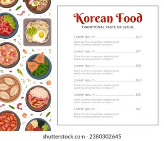 Korean Food Tasty Dish Banner Design Vector Template