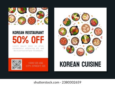 Korean Food Tasty Dish Banner Design Vector Template
