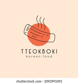 korean food tteokbokki logo vector minimalist illustration design, korean original food logo