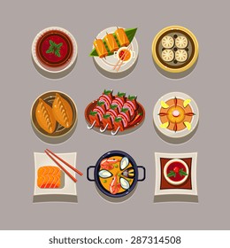 Korean food Vector Illustration set
